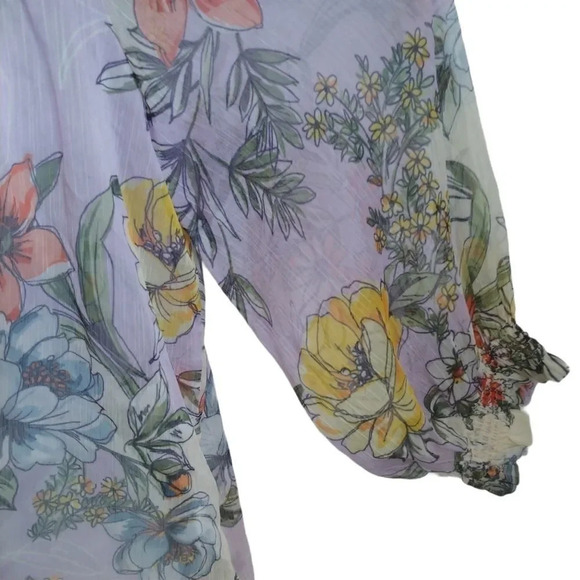 Italian Off-The-Shoulder Sheer Floral Blouse, S - Picture 5 of 9